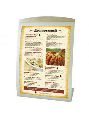 Silver Delta Curved Table-top Menu Displays - Multiple Sizes
