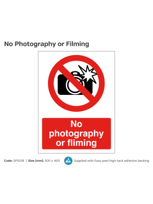 No Photography or Filming Swimming Pool Safety Notice - SPS018