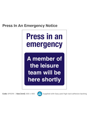 Press in an Emergency Swimming Pool Safety Notice - SPS024