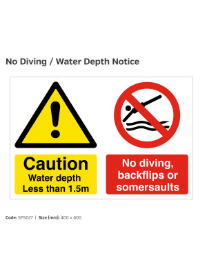No Diving / Pool Depth Notice - SPS027