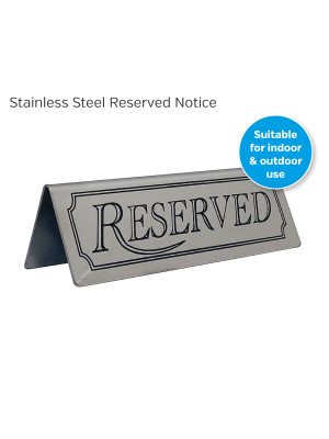 Stainless Steel Reserved Table Notice