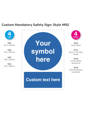 Custom made Mandatory Safety Sign - Style MR2