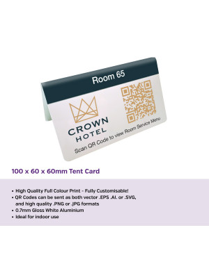 QR Code Full Colour Table Top Tent Number 100 x 60 x 60mm