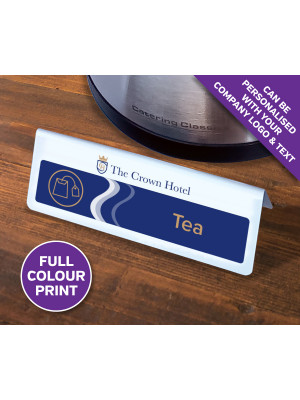 Personalised Beverage Display Table Tent Notices - White