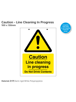 Caution Line Cleaning in Progress - Hanging Safety Sign