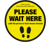 Please wait here until person in front moves forward floor graphic