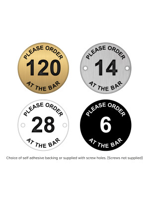 Please Order at the Bar Engraved Table Discs