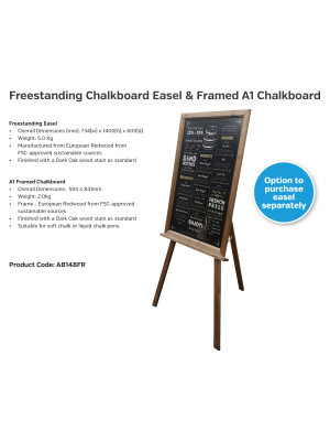 Freestanding Large Easel & A1 Framed Chalkboard