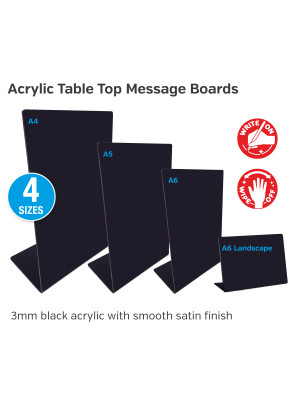 Acrylic Table Top Message Boards - Lean Back