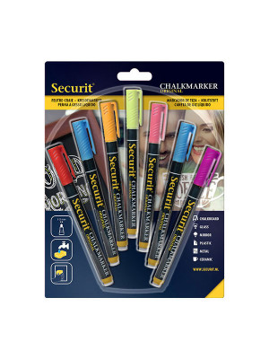 Assorted Colours Interior Liquid Chalk Marker Pens 1-2mm nib. Set of 7 | AB166