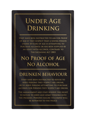 Under Age Drinking Notice - Frame Options