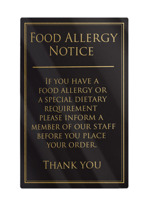 Food Allergy Notice - Frame Options