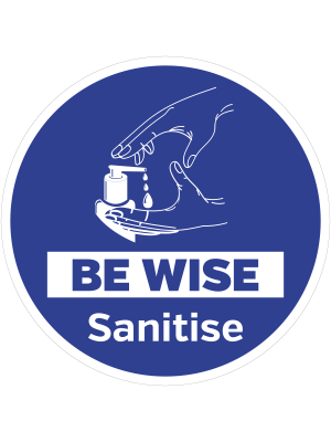 Be wise sanitise floor and wall graphic