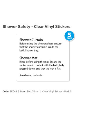 Shower Curtain & Shower Mat Clear Self Adhesive Vinyl - Pack of 5 - BE043