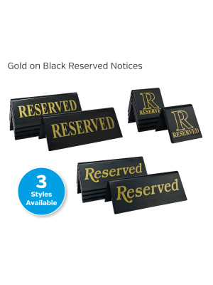 Gold on Black Reserved Table Tent Notices
