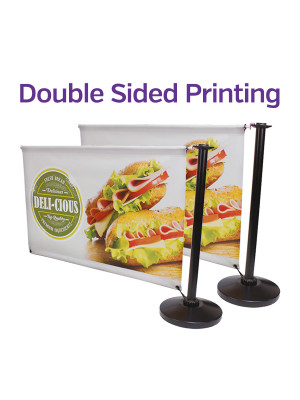 Double Sided Black Steel Cafe Barrier System - Add-On - Multiple Sizes
