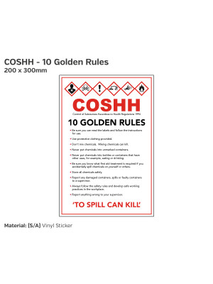 COSHH The 10 Golden Rules - Staff Safety Guidance Notice.