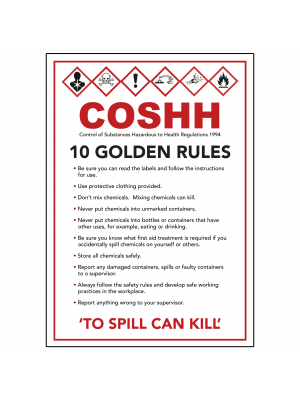 COSHH 10 Gold rules sign