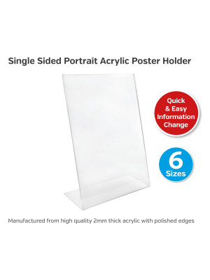 Freestanding Menu & Sign Holder - Single Sided Portrait Display