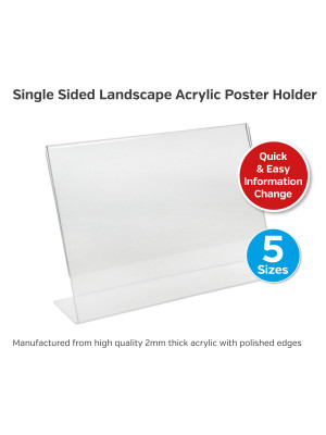 Freestanding Menu & Sign Holder - Single Sided Landscape Display