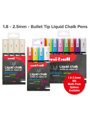 Bullet Tip Liquid Chalk Pens - White & Multi-Coloured Options