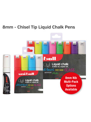 Chisel Tip Liquid Chalk Pens - White & Multi-Coloured Options