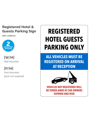 Registered Hotel Guests Parking Only Notice