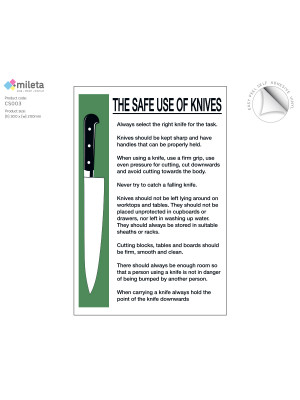 The safe use of chef knives safety notice