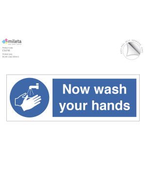 Now Wash Your Hands text and symbol