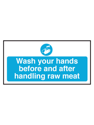 Wash Your Hands Before and After Handling Raw Meat Notice - CS113