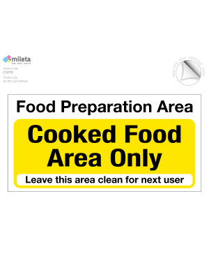 Food preparation area cooked food only notice