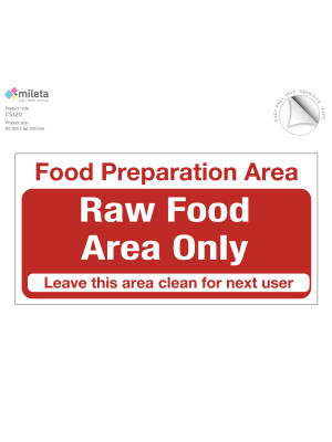Food preparation area raw food only notice