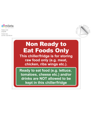 Non-ready to eat foods only storage notice