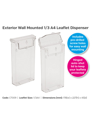 Exterior 1/3 A4 Wall Mounted Leaflet Dispenser