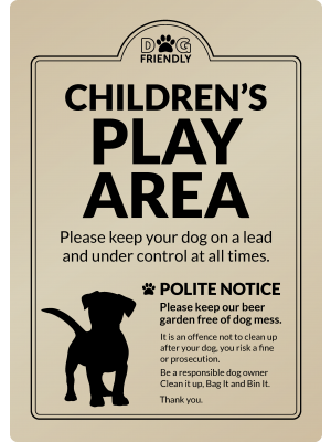 Dog Friendly Childrens Play Area - Clean it up, Bag It, Bin It - Exterior Sign
