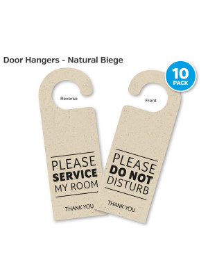Natural Biege Do Not Disturb / Please Service Room Door Hangers - Multipack