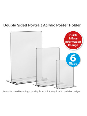 Freestanding Menu & Sign Holder - Double Sided Portrait Display