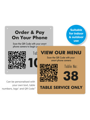 Engraved QR Code Table Numbers 100x100mm