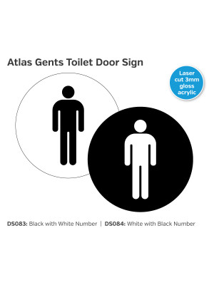Atlas Gents Toilet Door Sign - Choice of Colours