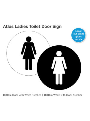 Atlas Ladies Toilet Door Sign - Choice of Colours