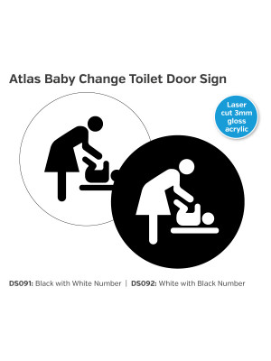 Atlas Baby Changing Toilet Door Sign - Choice of Colours