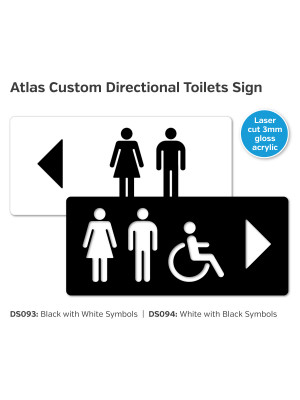 Atlas Custom Directional Toilet Sign - Choice of Colours