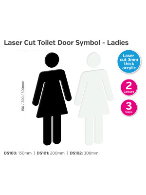 Laser Cut Toilet Door Symbol - Ladies - Choice of Sizes