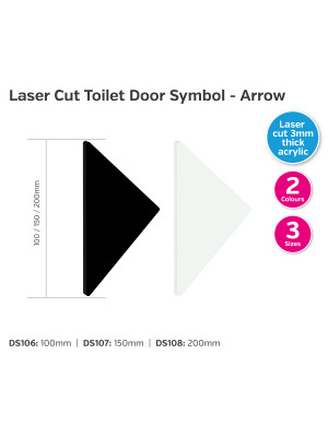 Laser Cut Toilet Door Symbol - Directional Arrow - Choice of Sizes