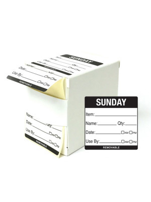 DY063 - 50mm Sunday Food Preparation Rotation Label. 500 Per Roll (Boxed)