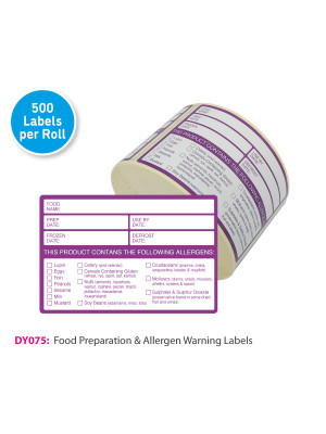 Allergen Warning Food Storage Labels - 60x95mm - Buy More, Save More Options
