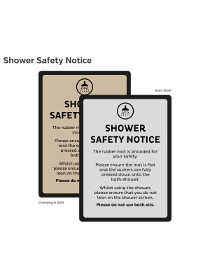 Shower Safety Guest Information Notice - Wall Mounted