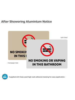 No Smoking, No Vaping In Bathroom - Wall Mounted Aluminium Notice