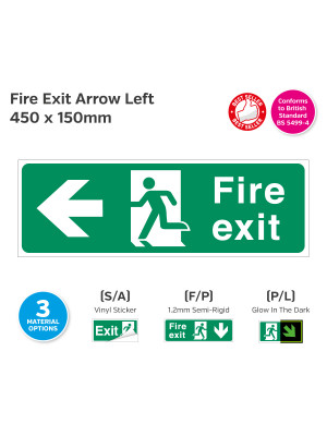 Fire Exit Man Arrow Left Sign