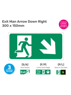 Exit Man Arrow Down Right Sign